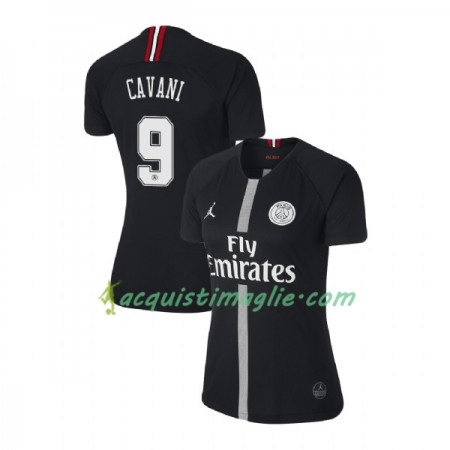 Divisa di Calcio Paris Saint Germain Cavani 9 Jodan Nero Donna Terza 2018/2019